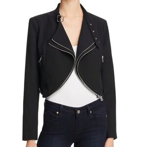 Zara Black Women's Jacket/ Blazer Double Zip Crepe Jacket Size S